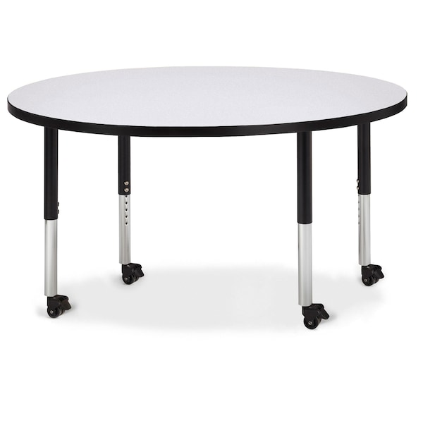 Berries Round Activity Table, 48 in. Diameter, Mobile, Freckled Gray/Black/Black